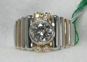 [ diamond RING!] PT900K18 бриллиант 1.25ct!