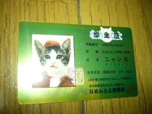 猫　なめ猫　カード　学生証　ニャン太　赤いジャージ　可愛いわ　癒される　未使用