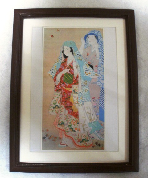 ◆Yokoo Yoshizuki Autumn in Kyoto offset reproduction, wooden frame, immediate purchase◆, Painting, Japanese painting, person, Bodhisattva