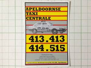 古い 外国のステッカー：ヨーロッパ タクシー 広告 車 ロゴ レア 北欧 TAXI 西洋 +Cb