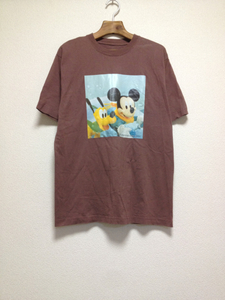 [即決古着]JAL SKI&SNOWBOARD 2004/Disney/ディズニー/ミッキー&プルート/Tシャツ/半袖/プリント/ブラウン/L