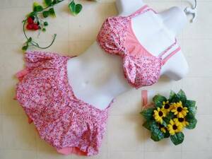 51-3[ new goods ] wire bikini three point set { pink small flower /11L}