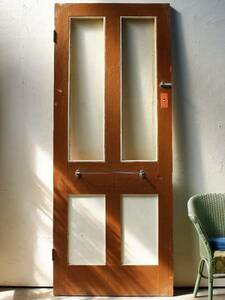 イギリスアンティーク ガラス入木製ドア 建具 ディスプレイ 4396