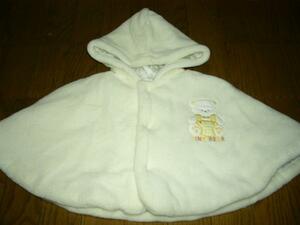  baby winter .. three .. bolero manner Jean ba with a hood .80cm~95cm cream color series pretty bear pattern unused 