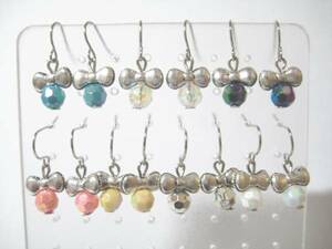  ribbon attaching beads earrings *7 pair set 2