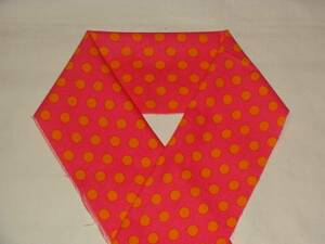木綿の半衿、ピンクに７mmのオレンジの水玉