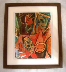 Art hand Auction Reproducción offset Composición de Picasso en la cabeza de un muerto, enmarcado, compra inmediata, Obra de arte, Cuadro, otros