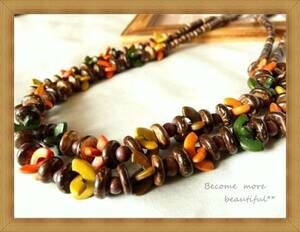 z* Asian * gorgeous wood beads. gorgeous 2 ream necklace *8