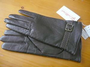 Dissona sheepskin leather gloves 21M Brown reverse side knitted 