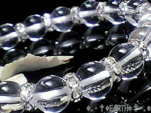 高級天然本水晶AAA＆銀色ロンデル8ミリ天然石！数珠　送料無料　匿名発送
