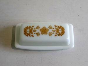  Old Pyrex butter dish butterfly Gold |PYREX heat-resisting glass milk glass Vintage 