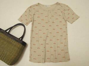 [ free shipping ]BEAMS* Beams Boy! cotton 100%: floral print : Henley neckline : T-shirt **