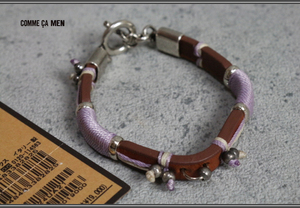 new goods Comme Ca men Italy made leather bracele light purple / tea regular price 2 ten thousand 