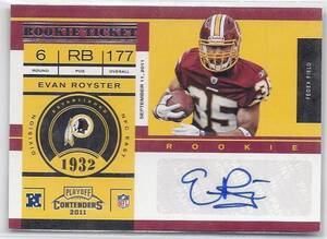 2011 Playoff Contenders Evan Royster Auto RC