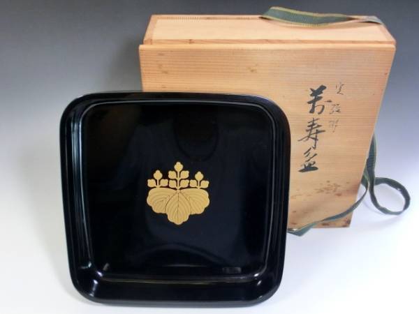 盆■万寿盆 桐紋 漆器 黒塗り 広蓋 祝儀盆 萬寿盆 共箱 骨董品 古道具■ 切手盆・広蓋・万寿盆 | ホーム&キッチン みよし漆器本舗