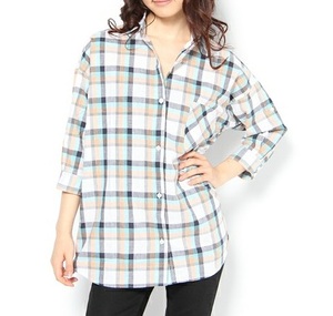 * new goods azur Moussy check shirt cut and sewn AZULbymoussy tunic 