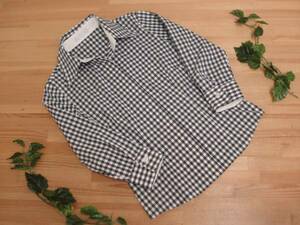  сделано в Японии *PROFILE profile * серебристый жевательная резинка проверка рубашка блуза 36
