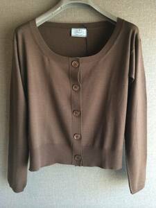  new goods Prada top class wool knitted cardigan 42 PRADA sweater dark brown tea 