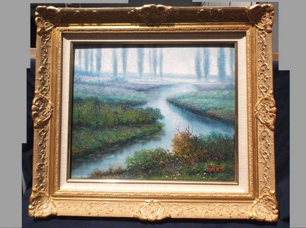 F8 size oil painting by Kin Narikichi [Mori] tentative title Search Antique Hobby Appraisal Trade Collection, Painting, Oil painting, Nature, Landscape painting
