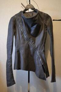 新品 rickowensリックオウエンス 斜めジップレザージャケット 38 leather jacket archive rick owens l.g.b. ifsixwasnine