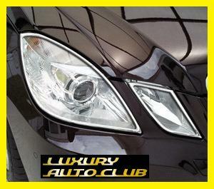 ベンツ Eクラス W212 クロームヘッドライトベゼル E300 E350 E550 メッキ 外装カスタム トリム カバ－高品質 専用設計 簡単装着