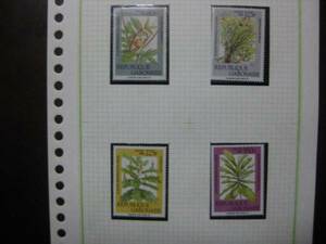 G№45　ガボン　1988年　植物切手　4種完+小型シート