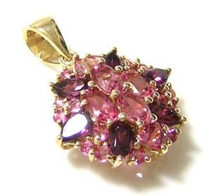  beautiful goods 14K pink tourmaline load light garnet pendant top 14 gold 