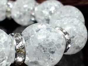 クラック水晶16ミリ§爆裂水晶銀ロンデル数珠