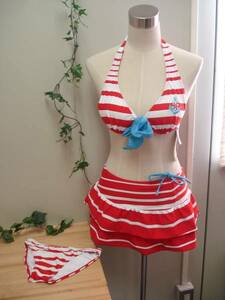  unused! lady's swimsuit skirt 3 point set 7 S translation equipped 
