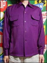 【珍色】Made in USA製アメリカ製TOWNCRAFTタウンクラフトビンテージレーヨンギャバシャツハンドステッチ紫色パープル40s40年代50s50年代M_画像3