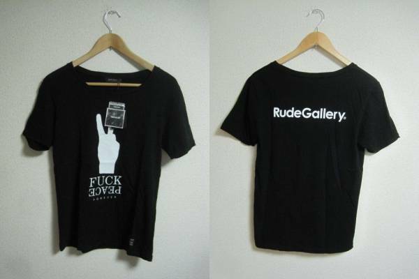 ★ ルードギャラリー RUDE GALLERY ピースプリント半袖Tシャツ size2 B新品タグ付き ブラック