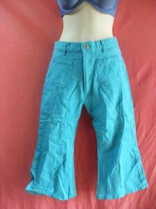 USED stretch capri pants jeans size W64 turquoise 