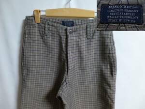 meisonz check pattern pants Italy made / Mason's slacks 
