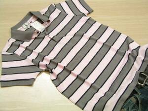 *TK Takeo Kikuchi * border Polo /2/M/ gray pink..**.