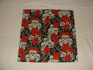  handmade. cotton 100%,52cm. furoshiki, skull . rose. flower decoration 