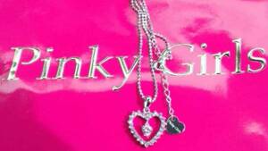  price cut middle v new goods *PinkyGirls* Pinky Girls * necklace * pink & Heart *CZ* pin garu*....