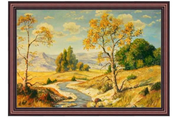 Cuadro al óleo cuadro de paisaje Montañas y Llanuras M30 (60x90cm), Cuadro, Pintura al óleo, Naturaleza, Pintura de paisaje