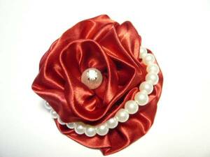 * on goods finishing silk satin corsage & clip red 