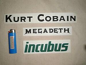 *AKMS* band series cutting sticker 3 pieces set KURT COBAIN MEGA DEATH INCUBUS