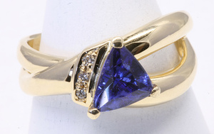 K18 tanzanite 1.49 diamond 0.04 ring 7.4g #16[r254] 18 gold yellow gold zoi site ring used . another ending 