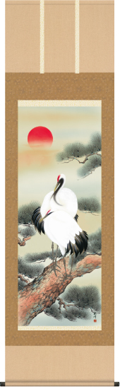 【真作】山口吉旺/松上双鶴図/巣籠図/掛軸☆宝船☆Y-173　JM 真作】山口吉旺/松上双鶴図/巣籠図/掛軸☆宝船☆Y-173の通販 by