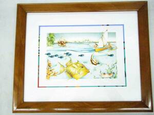 Art hand Auction TITI BECAUD Fish 90/200 描绘神秘美丽的塔希提岛的绘画, 家具, 内部的, 内饰配件, 其他的