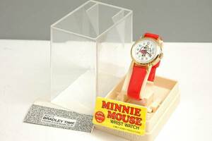  быстрое решение Minnie Mouse механический завод наручные часы ценный * не использовался * BRADLEY * Disney b Lad Ray 