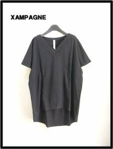 F Y16,000 (16,800) YEN [XAMPAGNE champagne pin tuck V neck BIG T-shirt dress ]