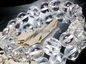天然石★水晶螺旋彫&カット水晶&水晶 オリジナルブレス　数珠　送料無料　匿名発送