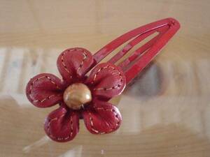  new goods & immediate bid! flower leather hairpin 