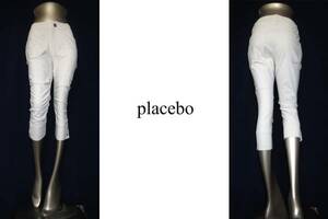 二点落札で送料無料！ Placebo プラシーボ ストレッチ 七分丈 パンツ ベージュ 38 レディース M ボトムス