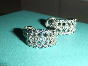  Star Jewelry * hoop earrings *K18WG* diamond * sapphire other 