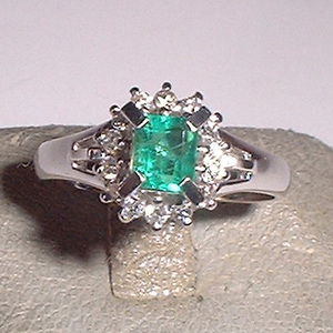  free shipping pt850 emerald . diamond 14 stone 0.19ct taking . to coil ring used pawnshop exhibition 