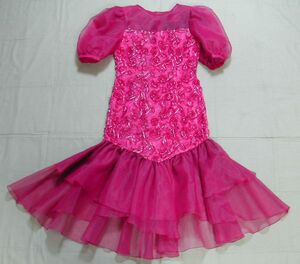 # beautiful goods : solid .. floral print short sleeves dress purple series pink made in Japan 9AR DmS94